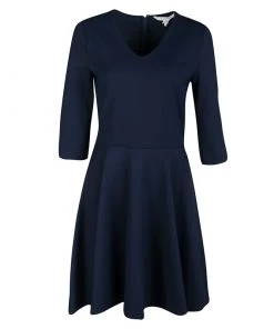 Diane Von Furstenberg Navy Blue V-Neck Jeannie Dress M For Women