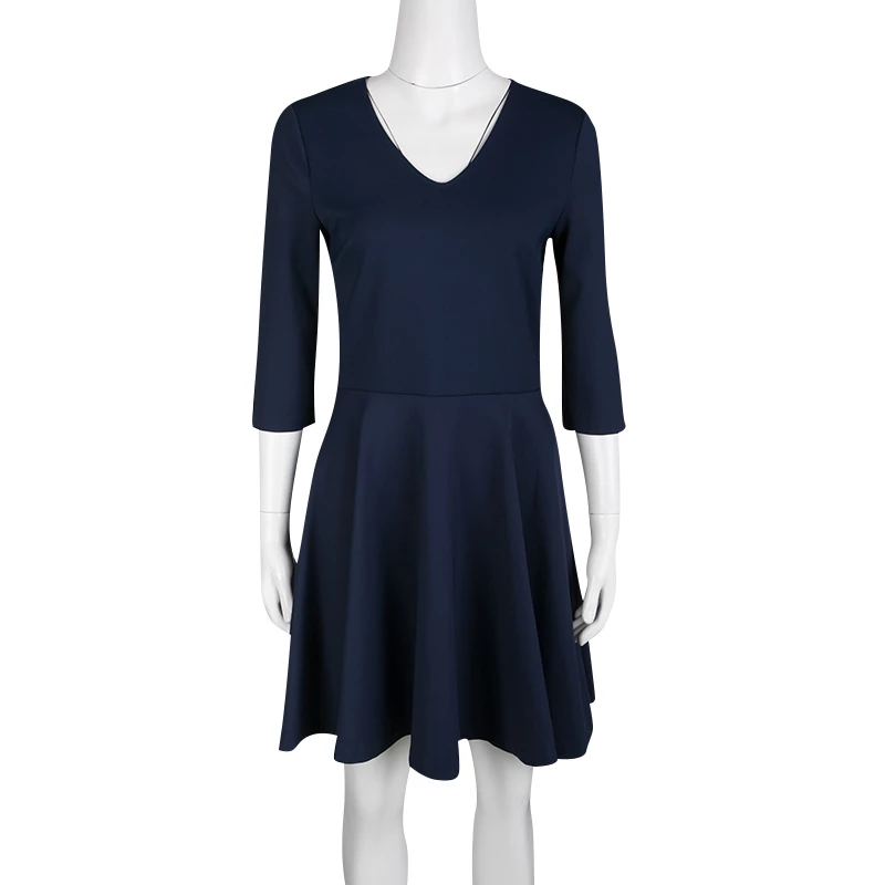 Diane Von Furstenberg Navy Blue V-Neck Jeannie Dress M For Women 2 Diane Von Furstenberg Navy Blue V-Neck Jeannie Dress M For Women - Image 2