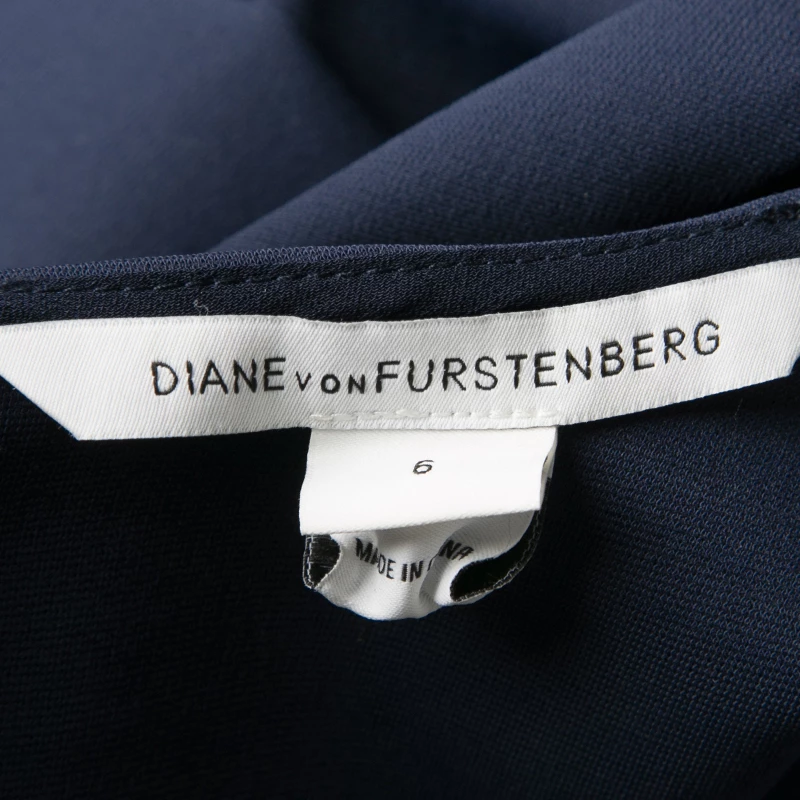 Diane Von Furstenberg Navy Blue V-Neck Jeannie Dress M For Women 6 Diane Von Furstenberg Navy Blue V-Neck Jeannie Dress M For Women - Image 6