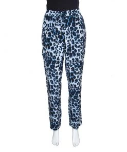 Diane Von Furstenberg Animal Pattern Benett Two Print Silk Pants L For Women