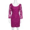 Diane Von Furstenberg Berry Pink Floral Lace Zarita Scoop Dress M For Women