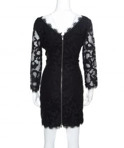 Diane Von Furstenberg Black Floral Lace Zarita Scoop Dress L For Women -Diane Von Furstenberg shop luxury women diane von furstenberg used clothes p156113 0003