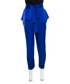 Diane Von Furstenberg Royal Blue Silk Waist Bow Detail Pegged Pants M For Women -Diane Von Furstenberg shop luxury women diane von furstenberg used clothes p157515 003