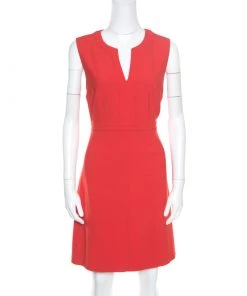 Diane Von Furstenberg Red Jersey Sleeveless Fleur Sheath Dress M For Women