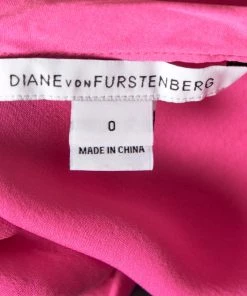 Diane Von Furstenberg Candy Pink Peated Plunge Neck Akahana Top XS For Women -Diane Von Furstenberg shop luxury women diane von furstenberg used clothes p161226 0006