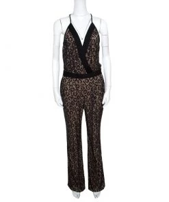 Diane Von Furstenberg Black Embellished Lace Zadie Jumpsuit M For Women