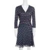 Diane Von Furstenberg Navy Blue Zen Floral Print Irina Wrap Dress M For Women