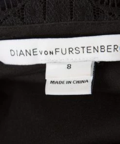 Diane Von Furstenberg Navy Blue And Black Guipure Lace Scalloped Trim Shaelyn Wrap Dress M For Women -Diane Von Furstenberg shop luxury women diane von furstenberg used clothes p168143 001