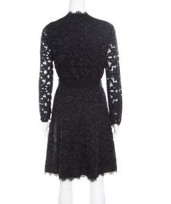 Diane Von Furstenberg Navy Blue And Black Guipure Lace Scalloped Trim Shaelyn Wrap Dress M For Women -Diane Von Furstenberg shop luxury women diane von furstenberg used clothes p168143 002