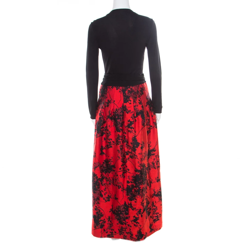 Diane Von Furstenberg Black And Red Floral Print Kailey Wrap Gown S For Women 3 Diane Von Furstenberg Black And Red Floral Print Kailey Wrap Gown S For Women - Image 3