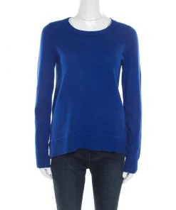 Diane Von Furstenberg Cobalt Blue Rib Knit Cashmere Kingston Sweater S For Women