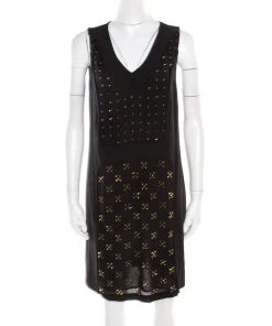 Diane Von Furstenberg Black Embellished Twiggy Hot Fix Check Dress M For Women