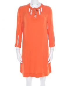 Diane Von Furstenberg Orange Long Sleeve Kea Dress M For Women
