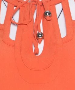 Diane Von Furstenberg Orange Long Sleeve Kea Dress M For Women -Diane Von Furstenberg shop luxury women diane von furstenberg used clothes p182335 002