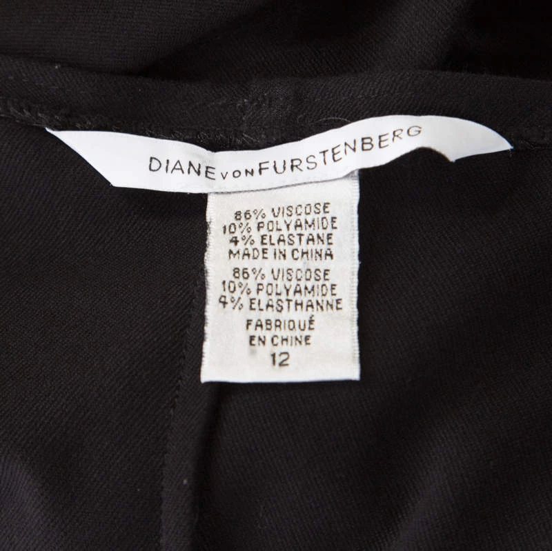 Diane Von Furstenberg Black Knit Twist Front Detail Long Sleeve Eleonora Dress L For Women 5 Diane Von Furstenberg Black Knit Twist Front Detail Long Sleeve Eleonora Dress L For Women - Image 5