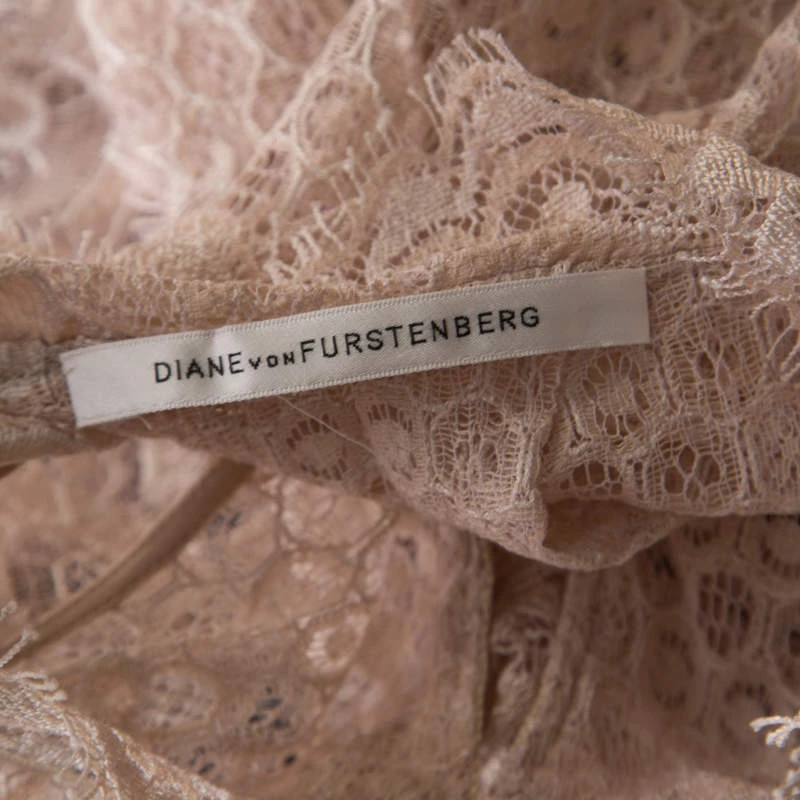 Diane Von Furstenberg Beige Floral Lace Ruffle Trim Sleeveless Olvida Top S For Women 5 Diane Von Furstenberg Beige Floral Lace Ruffle Trim Sleeveless Olvida Top S For Women - Image 5