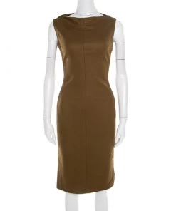 Diane Von Furstenberg Camel Brown Wool Sleeveless Sheath Dress M For Women