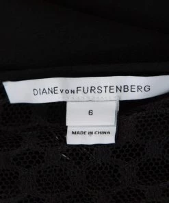 Diane Von Furstenberg Black Fringe Embellished Lace Back Detail Margherita Dress M For Women -Diane Von Furstenberg shop luxury women diane von furstenberg used clothes p186116 007