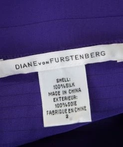 Diane Von Furstenberg Purple Pleated Silk Square Neck Merle Dress S For Women -Diane Von Furstenberg shop luxury women diane von furstenberg used clothes p195155 004