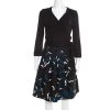 Diane Von Furstenberg Black And Blue Printed Wool And Silk Jewel Wrap Dress L For Women