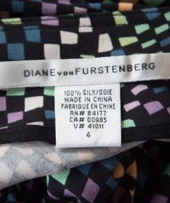 Diane Von Furstenberg Black Geometric Print Silk Jersey Arely Wrap Dress S For Women -Diane Von Furstenberg shop luxury women diane von furstenberg used clothes p197877 001
