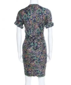 Diane Von Furstenberg Black Geometric Print Silk Jersey Arely Wrap Dress S For Women -Diane Von Furstenberg shop luxury women diane von furstenberg used clothes p197877 004