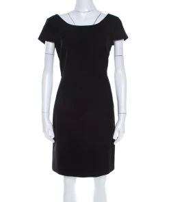 Diane Von Furstenberg Black Jersey Pintucked Skirt Detail Monica Dress S For Women