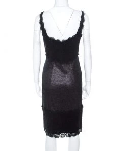 Diane Von Furstenberg Silver And Black Lace Paneled Olivette Sheath Dress M For Women 7 Diane Von Furstenberg Silver And Black Lace Paneled Olivette Sheath Dress M For Women -Diane Von Furstenberg shop luxury women diane von furstenberg used clothes p208684 001