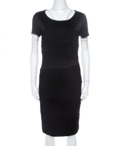 Diane Von Furstenberg Black Asymmetric Paneled Trapp Bodycon Dress M For Women