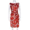 Diane Von Furstenberg Orange Printed Silk Jersey Tie Waist Shina Dress M For Women