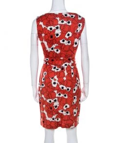 Diane Von Furstenberg Orange Printed Silk Jersey Tie Waist Shina Dress M For Women -Diane Von Furstenberg shop luxury women diane von furstenberg used clothes p218930 007