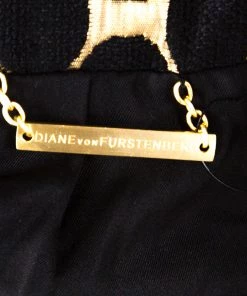 Diane Von Furstenberg Black & Gold Jacquard Gami Coat M For Women -Diane Von Furstenberg shop luxury women diane von furstenberg used clothes p220250 002