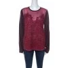 Diane Von Furstenberg Burgundy Silk And Lace Bodice Branwen Blouse L For Women
