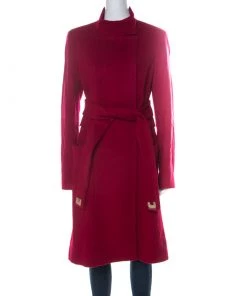 Diane Von Furstenberg Red Felted Wool Sabrina Coat M For Women