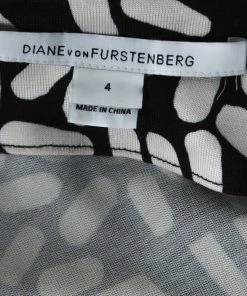 Diane Von Furstenberg Black & White Printed Silk Jersey Georgina Wrap Dress S For Women -Diane Von Furstenberg shop luxury women diane von furstenberg used clothes p225005 006