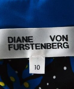 Diane Von Furstenberg Black & Cobalt Blue Floral Print Silk Belted Shirt Dress L For Women 10 Diane Von Furstenberg Black & Cobalt Blue Floral Print Silk Belted Shirt Dress L For Women -Diane Von Furstenberg shop luxury women diane von furstenberg used clothes p230748 003