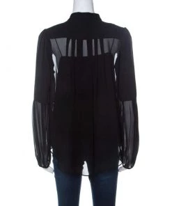 Diane Von Furstenberg Black Chiffon Bishop Sleeve Isolde Top L For Women -Diane Von Furstenberg shop luxury women diane von furstenberg used clothes p230804 003