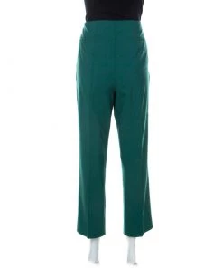 Diane Von Furstenberg Green Stretch Wool Pleated High Waist Trousers L For Women 8 Diane Von Furstenberg Green Stretch Wool Pleated High Waist Trousers L For Women -Diane Von Furstenberg shop luxury women diane von furstenberg used clothes p233717 001
