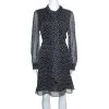 Diane Von Furstenberg Black Dot Print Silk Tie Neck Detail Arabella Dress M For Women