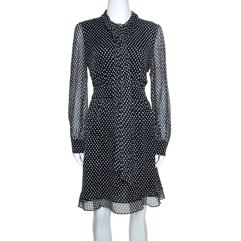 Diane Von Furstenberg Black Dot Print Silk Tie Neck Detail Arabella Dress M For Women 1 Diane Von Furstenberg Black Dot Print Silk Tie Neck Detail Arabella Dress M For Women