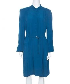 Diane Von Furstenberg Teal Crepe Long Sleeve Tunisia Dress L For Women