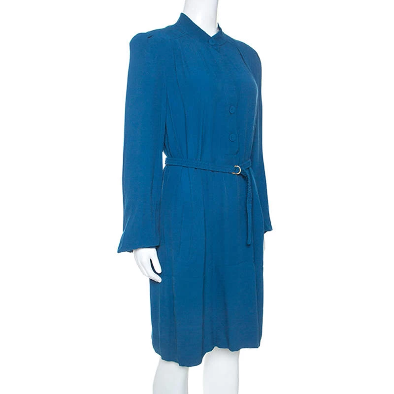 Diane Von Furstenberg Teal Crepe Long Sleeve Tunisia Dress L For Women 2 Diane Von Furstenberg Teal Crepe Long Sleeve Tunisia Dress L For Women - Image 2