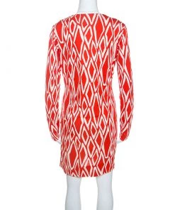 Diane Von Furstenberg Red Printed Silk Jersey Reina Tunic Dress L For Women -Diane Von Furstenberg shop luxury women diane von furstenberg used clothes p251230 002