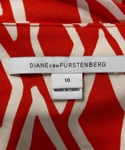 Diane Von Furstenberg Red Printed Silk Jersey Reina Tunic Dress L For Women -Diane Von Furstenberg shop luxury women diane von furstenberg used clothes p251230 004