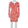 Diane Von Furstenberg Red Printed Silk Jersey Reina Tunic Dress L For Women