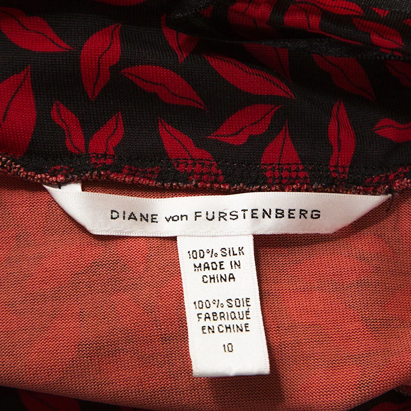 Diane Von Furstenberg Red Printed Silk Strapless Baby Jane Dress L For Women 5 Diane Von Furstenberg Red Printed Silk Strapless Baby Jane Dress L For Women - Image 5