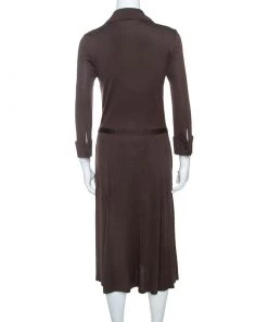 Diane Von Furstenberg Brown Jersey Tie Waist Eli Shirt Dress M For Women -Diane Von Furstenberg shop luxury women diane von furstenberg used clothes p251260 003