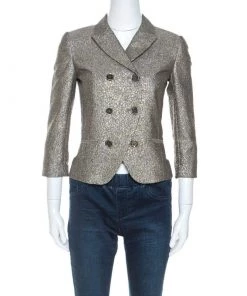 Diane Von Furstenberg Metallic Wool Little M Tweed Blazer XS For Women