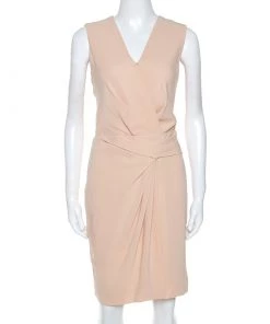 Diane Von Furstenberg Butter Cream Crepe Ruched Detail Beyatta Dress S For Women
