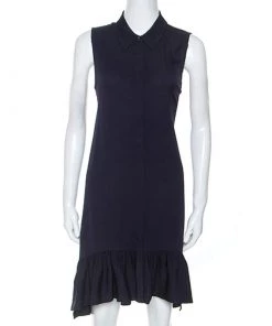 Diane Von Furstenberg Navy Blue Stretch Silk Lanzi Dress M For Women